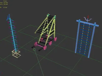 Game Siege weapons - knife ladder - ladder truck 3D model