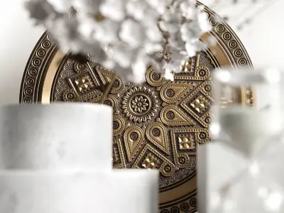 Decorative set in white colors 3D model