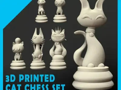 CATS CHESS SET FIGURINES 3D model