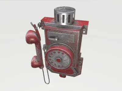 Red Dirty Phone Low-poly 3D model