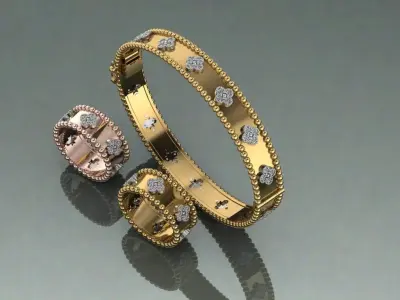 van clef bracelet ring design 3D print model
