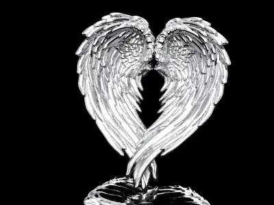 wings heart pendant 3D print model