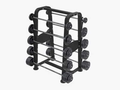 Barbells on rack set 01 3D model