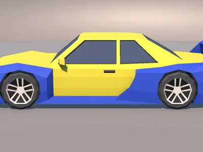 Low Poly Muscle Touring Car MOBILE READY Low-poly 3D model
