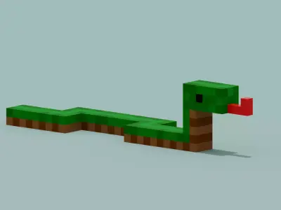 Voxel Snake  Low-poly 3D model