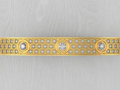 Bolt Bracelet pave diamond 3D print model