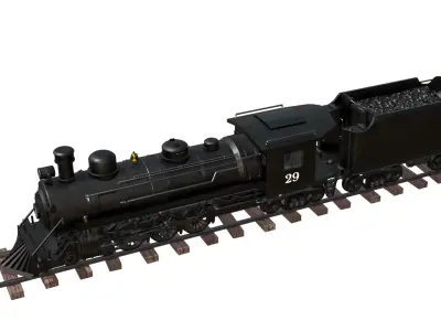 Steam Train v2 Low-poly 3D model