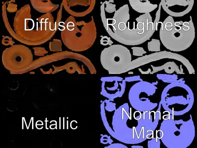 Classic Tiered Fountain Model Pack with Detailed Textures Low-poly 3D model