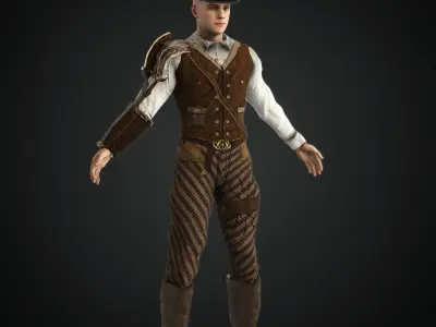  Steampunk rigged character Low-poly 3D model