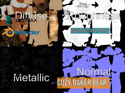 Cozy Baker Bear model pack Low-poly 3D model