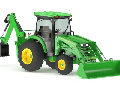 John Deere 4075r Compact Utility Tractor With Backhoe 3D model