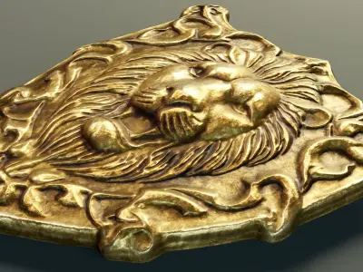 Lion Heraldic Emblem PBR  Low-poly 3D model