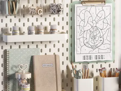 Ikea SKADIS Pegboard and Zara Home Mickey Mouse Decoration 09 3D model