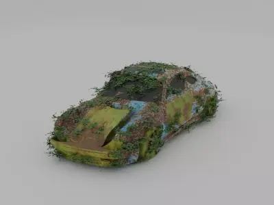 Damaged Rusty Car Low-poly 3D model