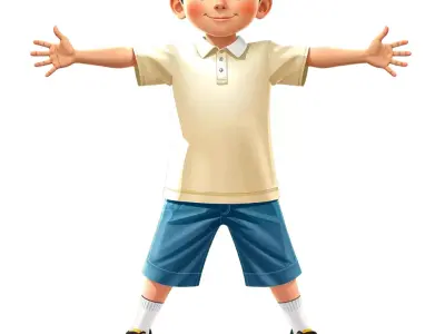 Cheerful Kid Character model pack Low-poly 3D model
