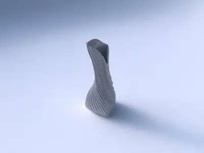 Vase twist puffy tappered triangle with extruded vertical lin... 3D print model