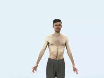 Posture C Beach Animated Rigged Sports Man Low-poly 3D model