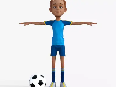 Cartoon Footballer Rigged 3D model