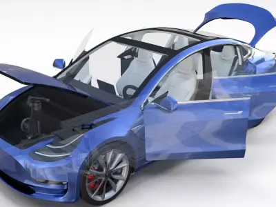 Tesla Model 3 with interior and chassis 3D model