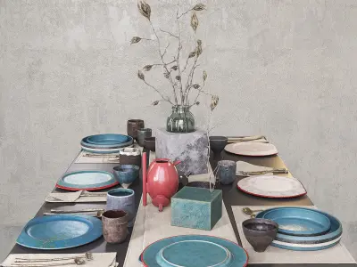 SMA Dishes Decor Set 3D model