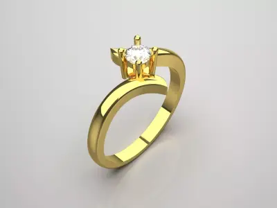 Split Shank Solitaire STL 3D gold jewelry Ring model sr0043 3D print model