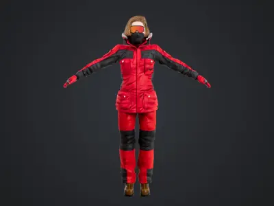 Female Skier Rigged Low-poly 3D model