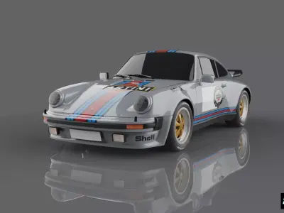 Porsche 911 Turbo Low-poly 3D model