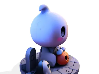 Chibi Halloween Ghost 3D Model 3D print model