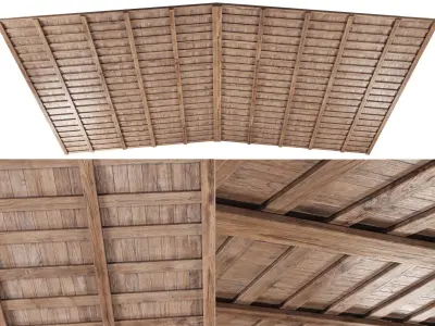 Gable Wooden Ceiling V3  3D model