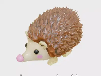 Hedgehog Coat Rack Cartoon Toy with Umbrella Stand Boots Low-poly 3D model