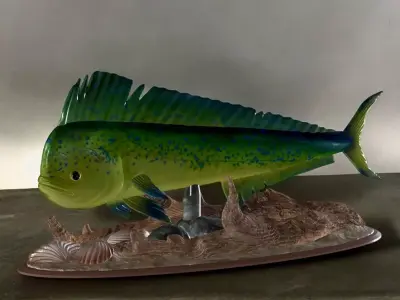 fish mahi mahi in motion underwater statue detailed texture  3D print model