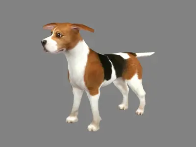 Cartoon beagle - dog Low-poly 3D model