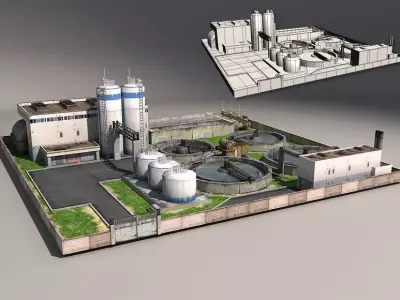 Pumping water purification Low-poly 3D model