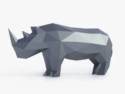 Low Poly Rhinoceros rhino made of polygons Low-poly 3D model