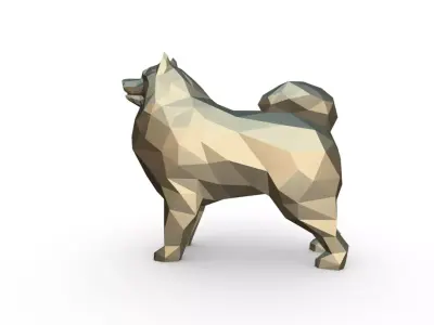Samoyed low poly dog 3D print model