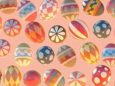  Easter Ornamental Eggs Subdivision Animated 3D model