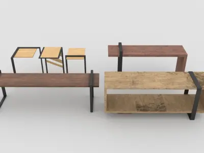 Wooden Black Furniture Pack 1 Free low-poly 3D model
