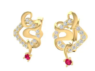 Luxury Snake Earrings with Diamond and Gemstone Accents 1144 3D print model