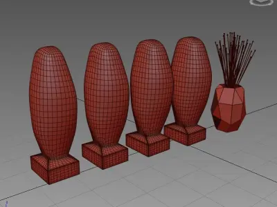 vase106 four different statues and vase 3D model