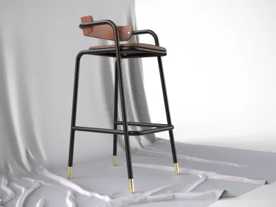 Designer Bar Stool Mid Century Modern Scandinavian Design 3D model