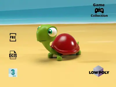 Cartoon turtle Low-poly 3D model