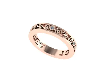 Women diamond ring 3d render 3D print model 2