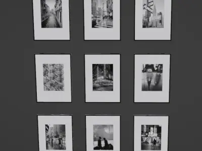 Black and white photographs of the city - Wall Art 3D model