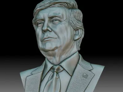 Donald Trump portrait coin medal bas-relief 3D print model