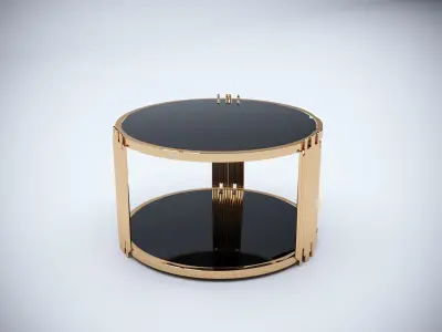  3D Brass and Glass Modern Coffee Table  3D model