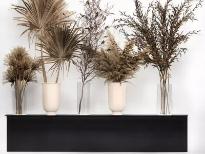 Bouquet collection of dried flowers in a vase 181 3D model