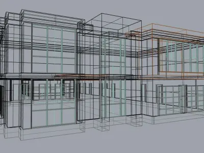 2 story large modern house with cad floor plan 3D model