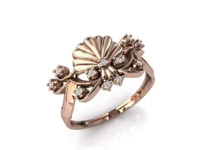 Women Ring Diamond Stone STL 3DM Lightweight Printable 3D print model 69