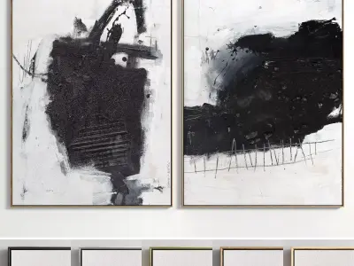 Plaster Two Photo Frame 55 Low-poly 3D model