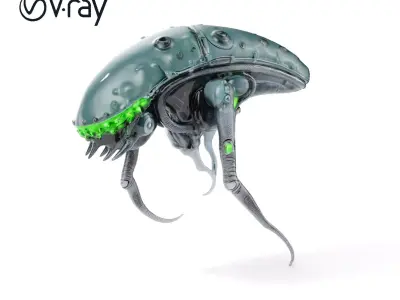 Futuristic Alien Drone Model Pack Low-poly 3D model